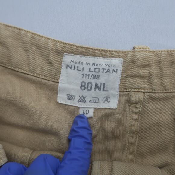 Nili Lotan Womens Luna Pants Size 10 Beige Drop Crotch Linen Blend Trousers - Picture 6 of 13